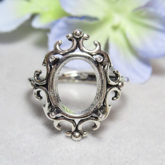 銅 12×10㎜ 4爪 平底 アイリス リング台 銀古美