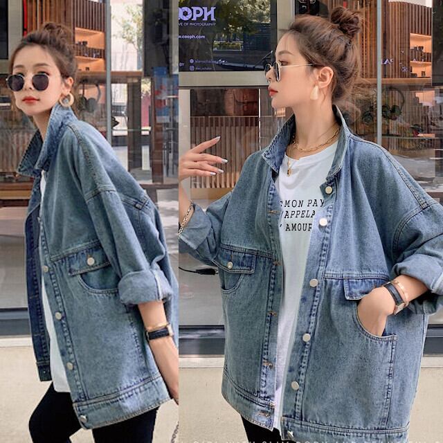 デニムジャケット レディース Gジャン ヴィンテージ アウター 春秋 オーバーシルエット 長袖 おしゃれ かっこいい カジュアル 定番 色落ち ライトブルー S/M/L/XL