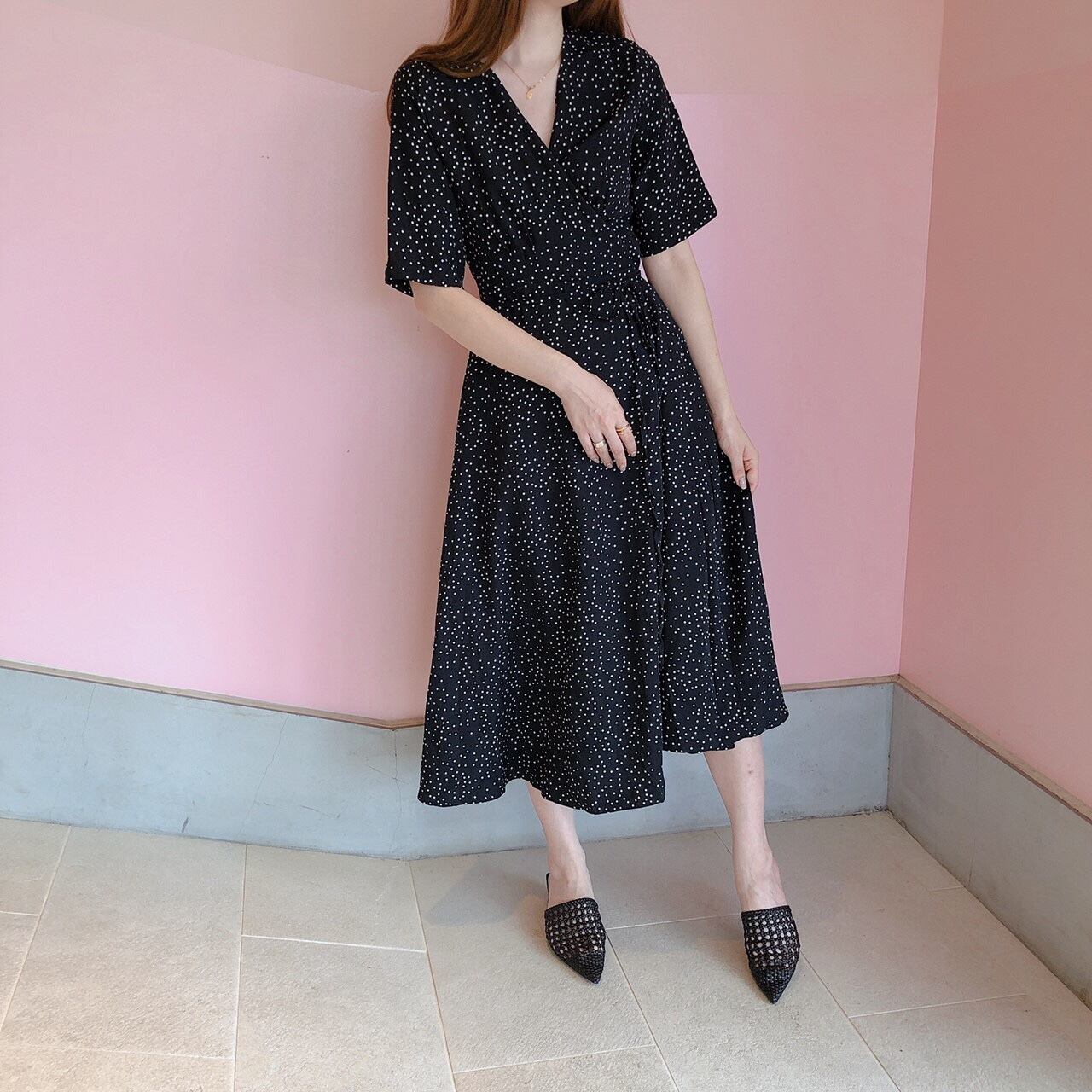Dot wrap onepiece /black(予約商品7月中旬発送予定)