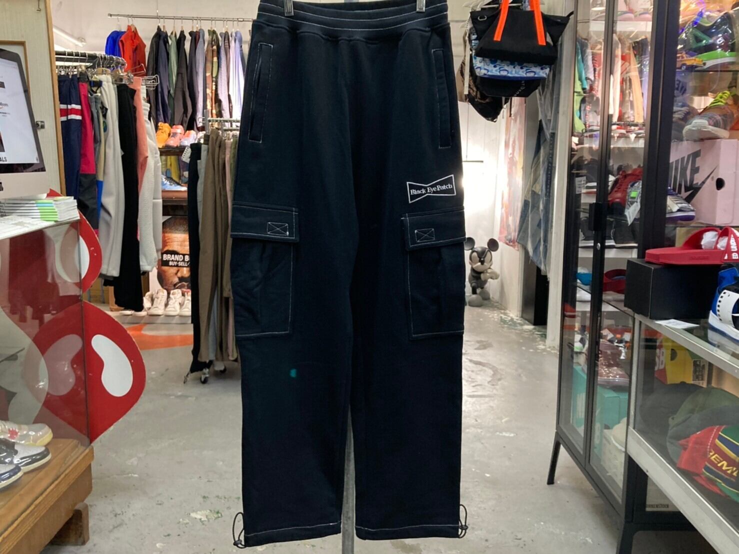 BLACK EYE PATCH × WASTED YOUTH SWEAT CARGO PANT BLACK SMALL 