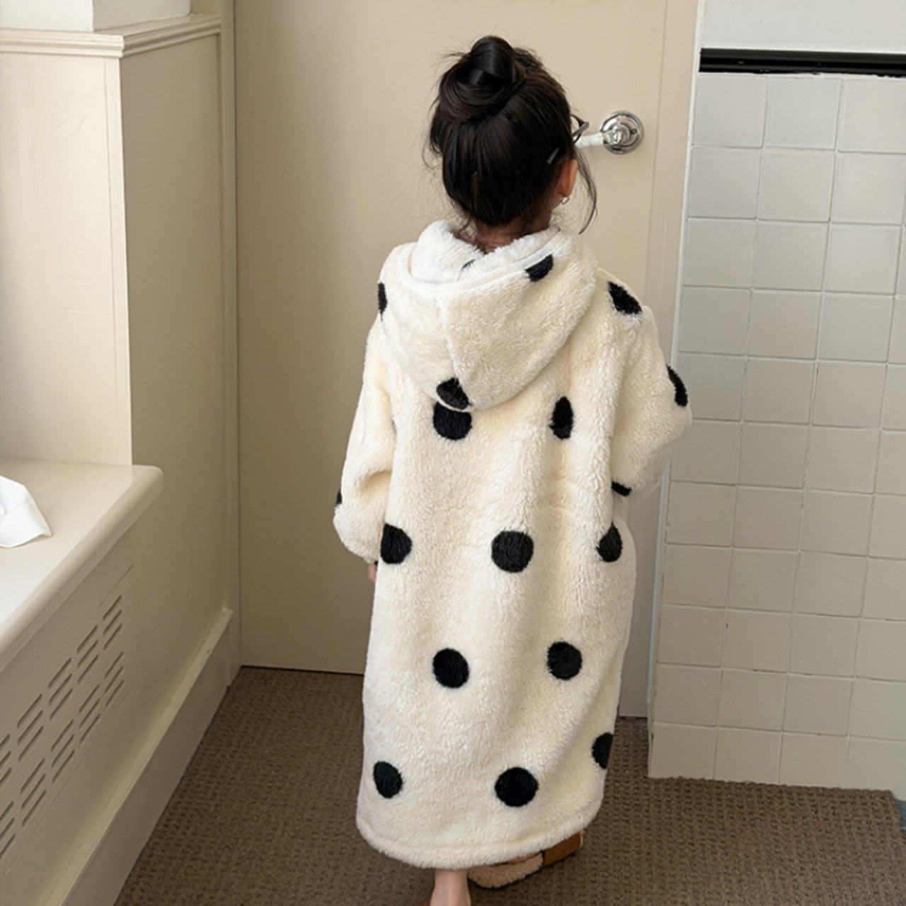 冬アニマル柄フリースフードルームガウン