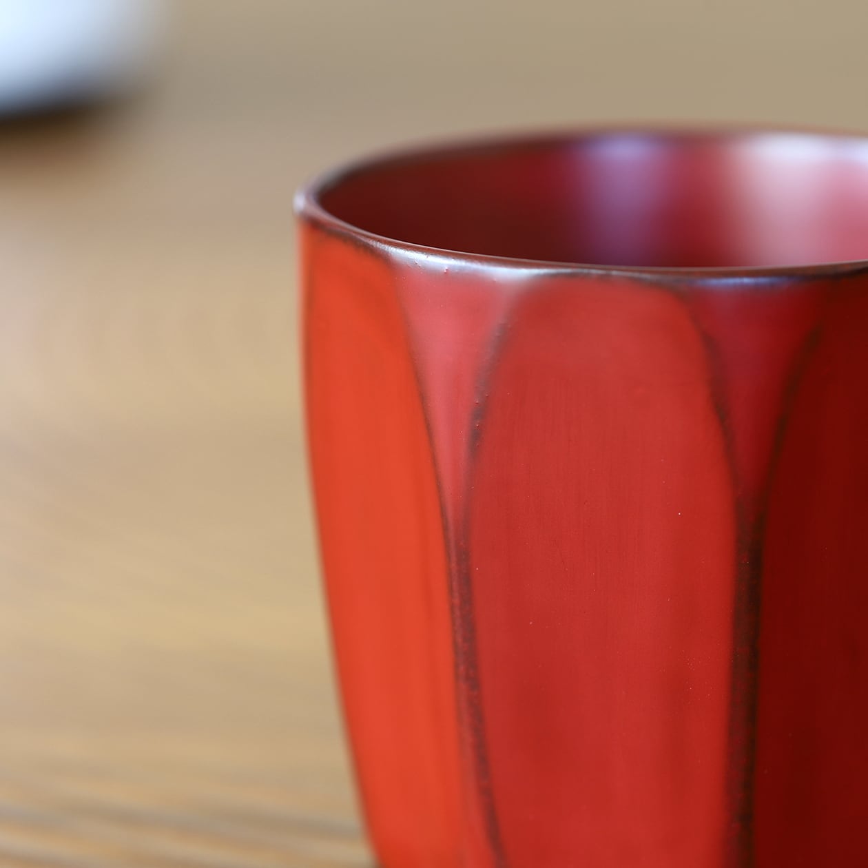 古代朱 面取りぐい呑み 作：畠中昭一（現代の名工）工房：古代匠（越前