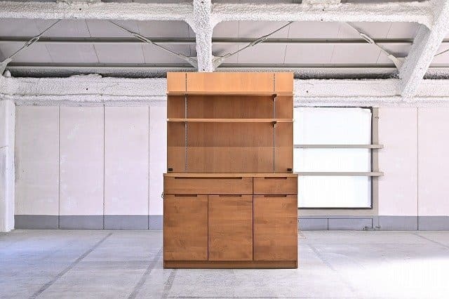 unico/ウニコ「WYTHE/ワイス」「シェルフボードL」アルダー材 ガラス 収納家具 ナチュラル カントリー キッチン ダイニング チェスト【中古家具/中古インテリア/USED家具ユーズド家具/リサイクル】