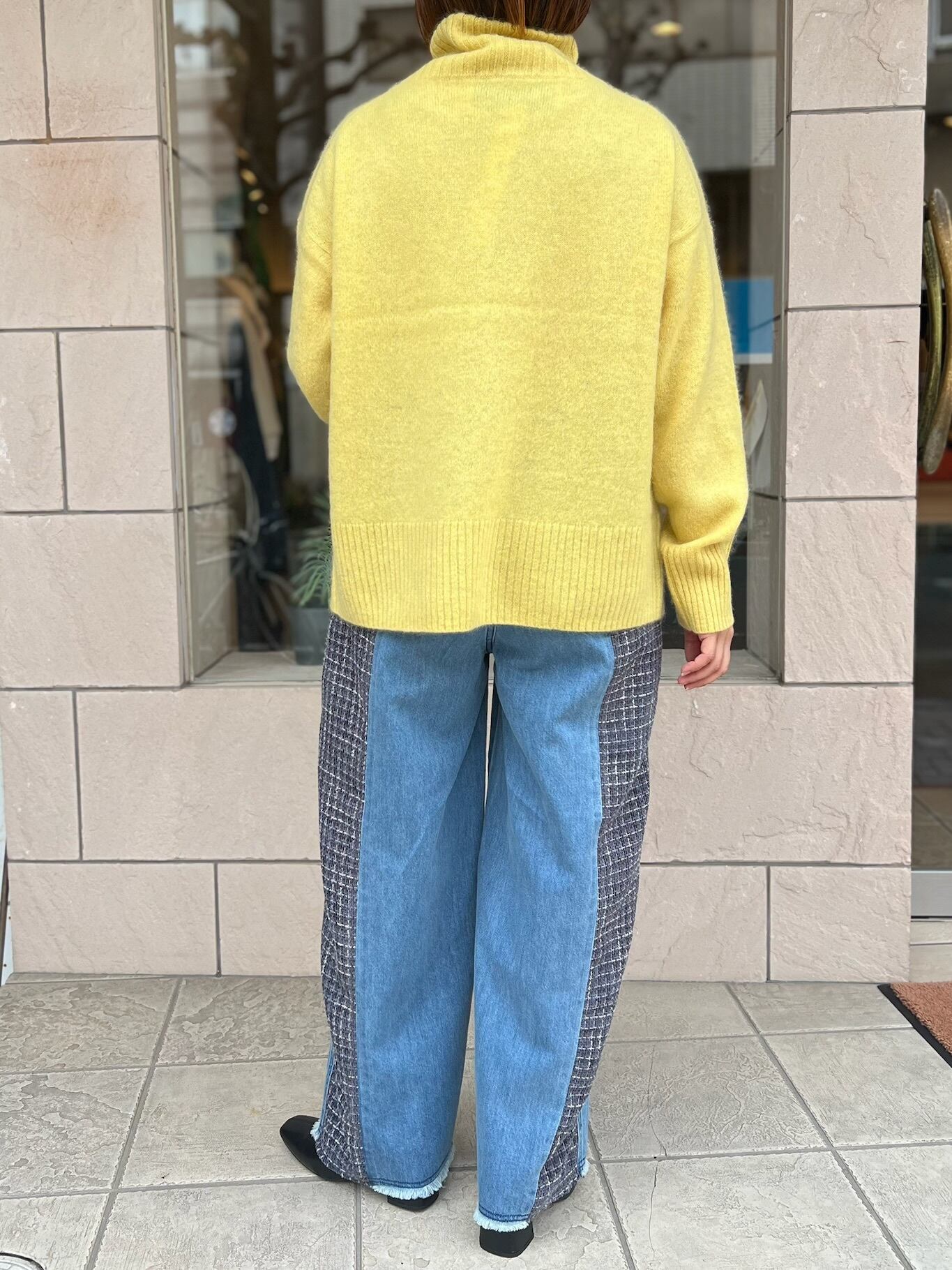 NAVY 36サイズ】CYAN TOKYO / ツイードコンビワイドデニム | anouk