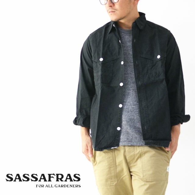 81062● SASSAFRAS 半袖 シャツ S ホワイト ササフラスシャツ