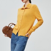 レトロカラー イエローニットカーディガン H0064