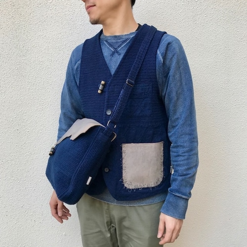 ●▲■ × "BORO" 藍染刺し子 Vintage Vest (リメイク)