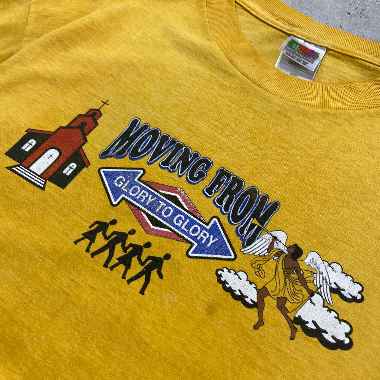 90年代 MOVING FROM GLORY TO GLORY プリントTシャツ メンズXL 古着 