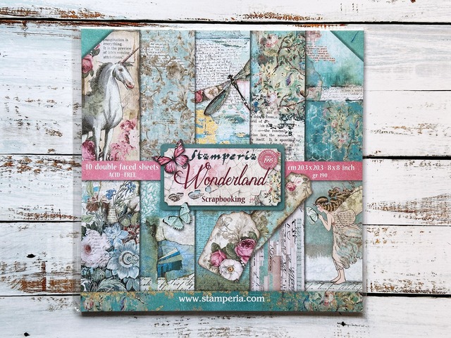 Stamperia Scrapbooking Small Pad 8インチ Double Faced - Wonderland　両面デザインペーパーパッド10枚入り　SBBS109【Stamperia（スタンぺリア）】[ST-70p]