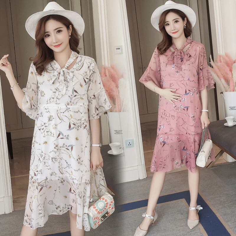 【新作】【送料無料】 マタニティドレス2019夏の新しい外出授乳妊婦ドレスファッションフローラルシフォン授乳ドレス妊婦-アリババ サマー 夏物 花柄 expec240126203568