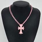 クロス ラバー ネックレス ピンク