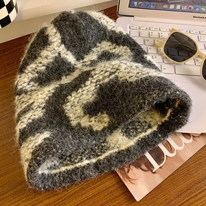 ウールニットグレーモヘアビーニー