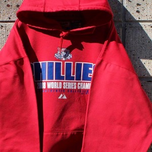 【Lサイズ】Majestic × PHI.フィリーズ 00's ゆったり大きめ フリース裏地 古着 パーカー