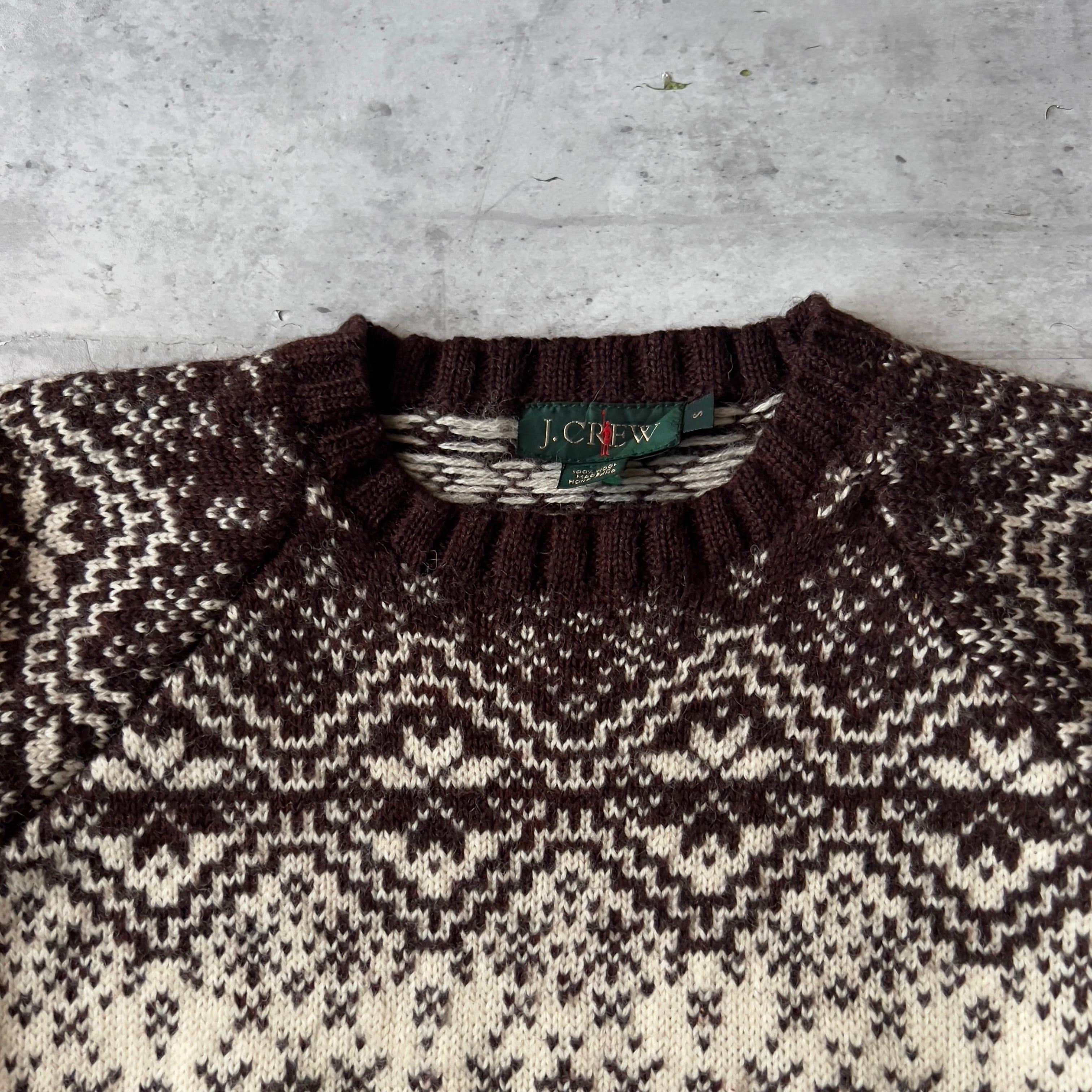 90s “J CREW” 巨人タグ Nordic pattern knit shirt 90年代 ジェイ 