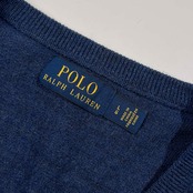 POLO RALPH LAUREN ラルフローレン Vネック ウール ニット セーター L/ブルー ネイビー系 メンズ
