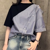 MMD104TEB シャツアシンメトリーTシャツ
