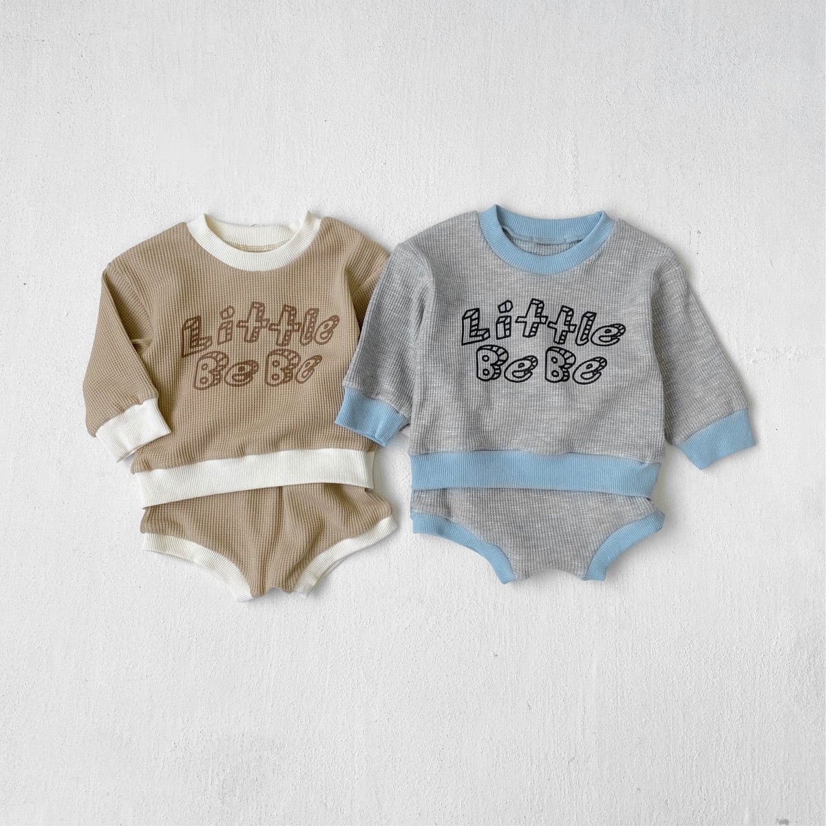 ,バイカラー×little bebeワッフルセットアップ