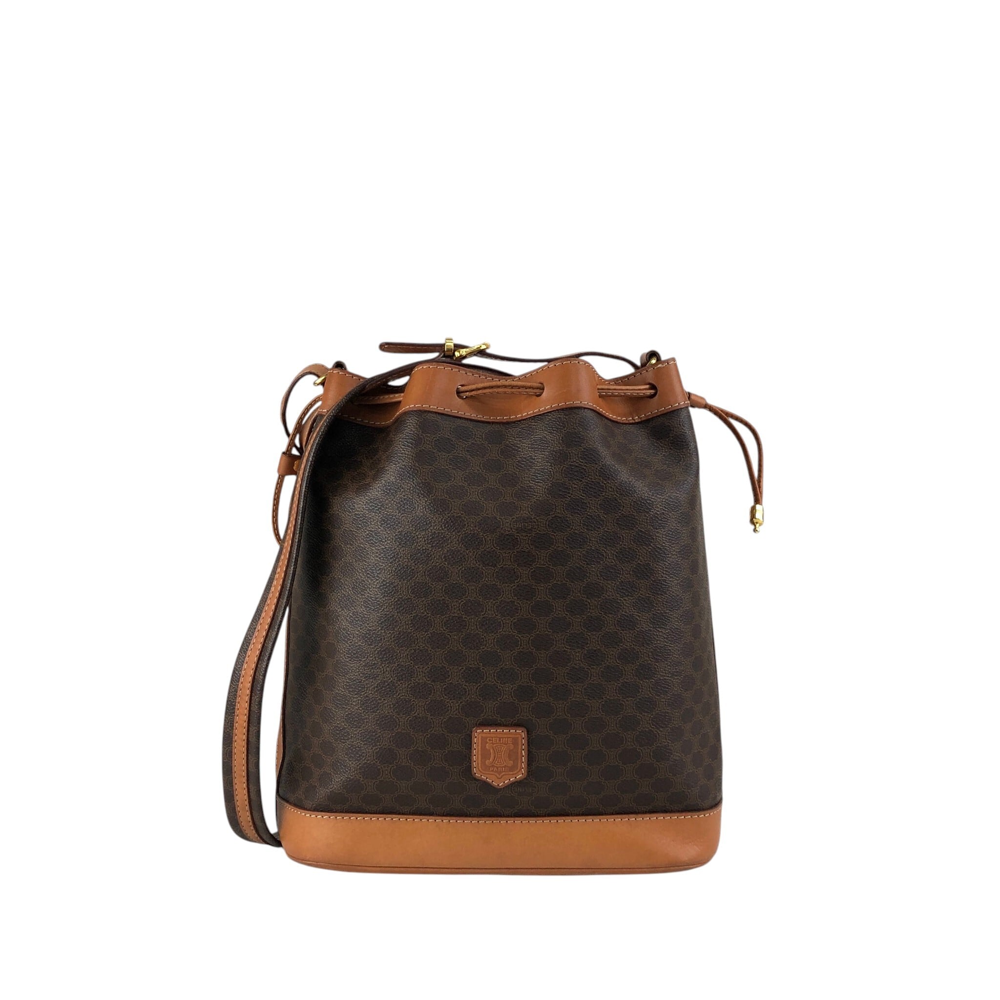 CELINE セリーヌ マカダム ショルダーバッグ ブラウン ブラゾン型押し