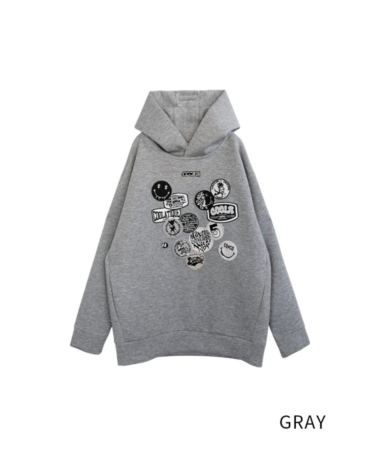 COOLAランダムパッチフーディー (GRAY)　CQ-47030