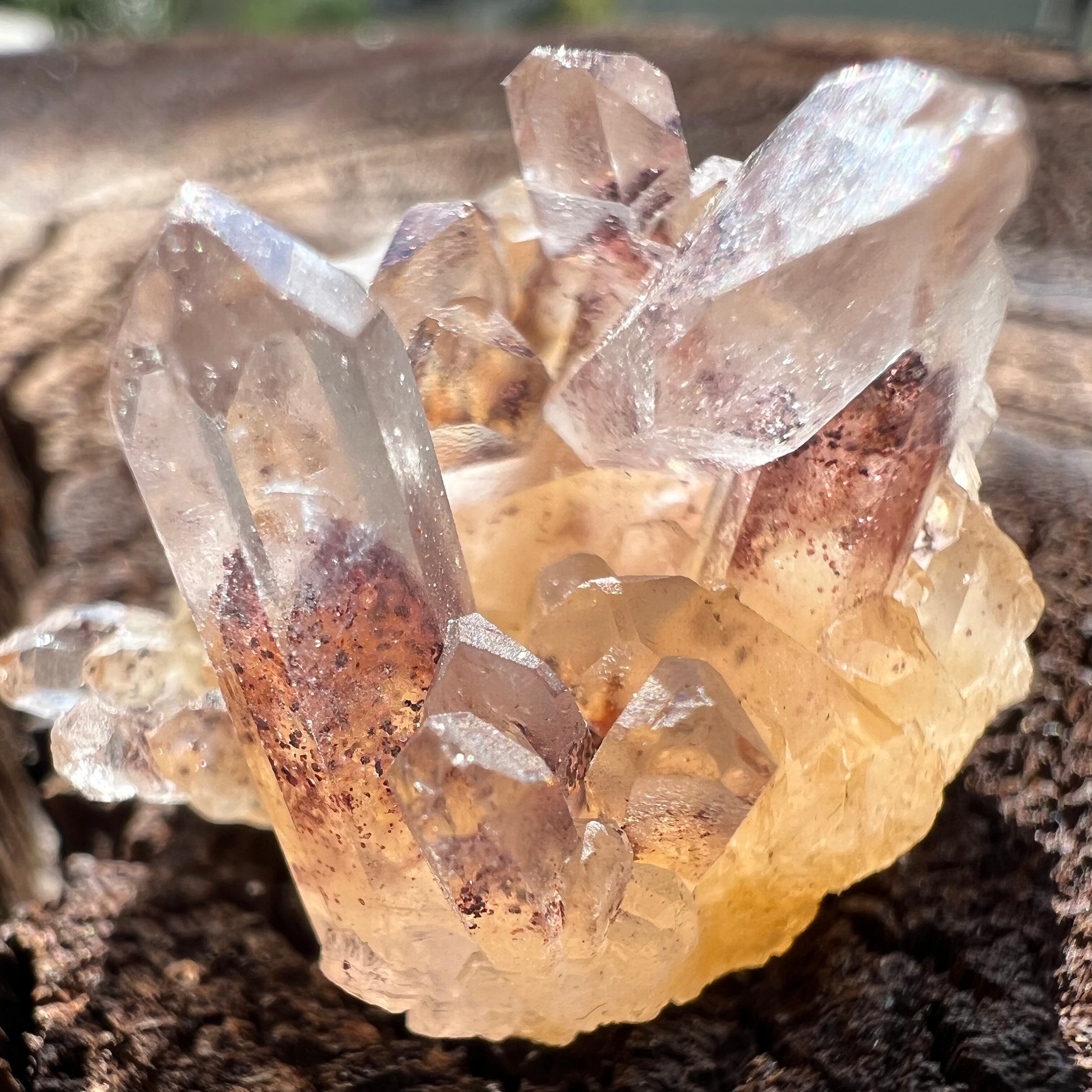 2石セット 南インド産 レッドファントムクォーツ ミニクラスター 水晶