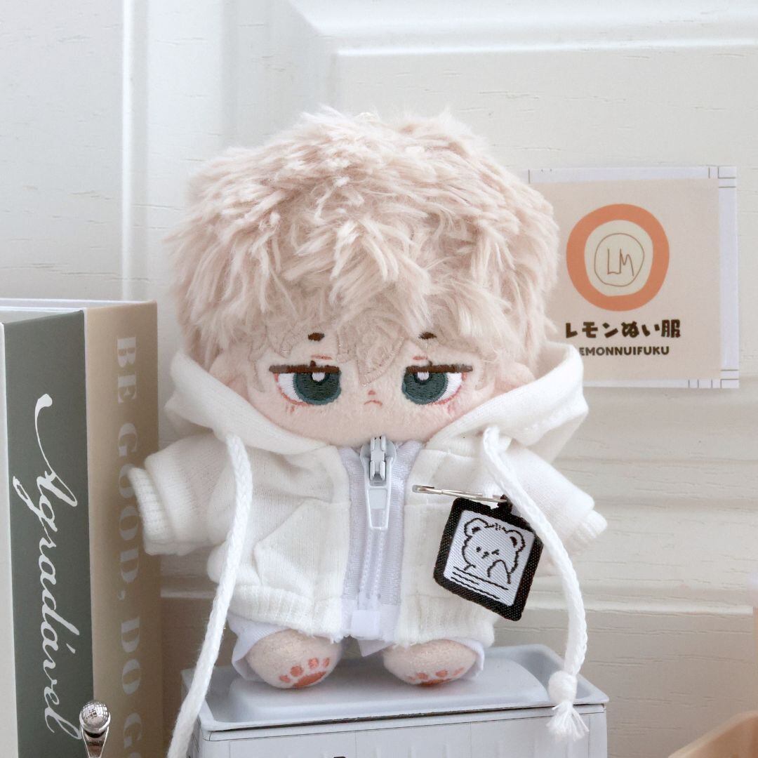 10cm 着せ替え ぬい服 小さい くま柄 パーカー トップス 黒 白 グレー