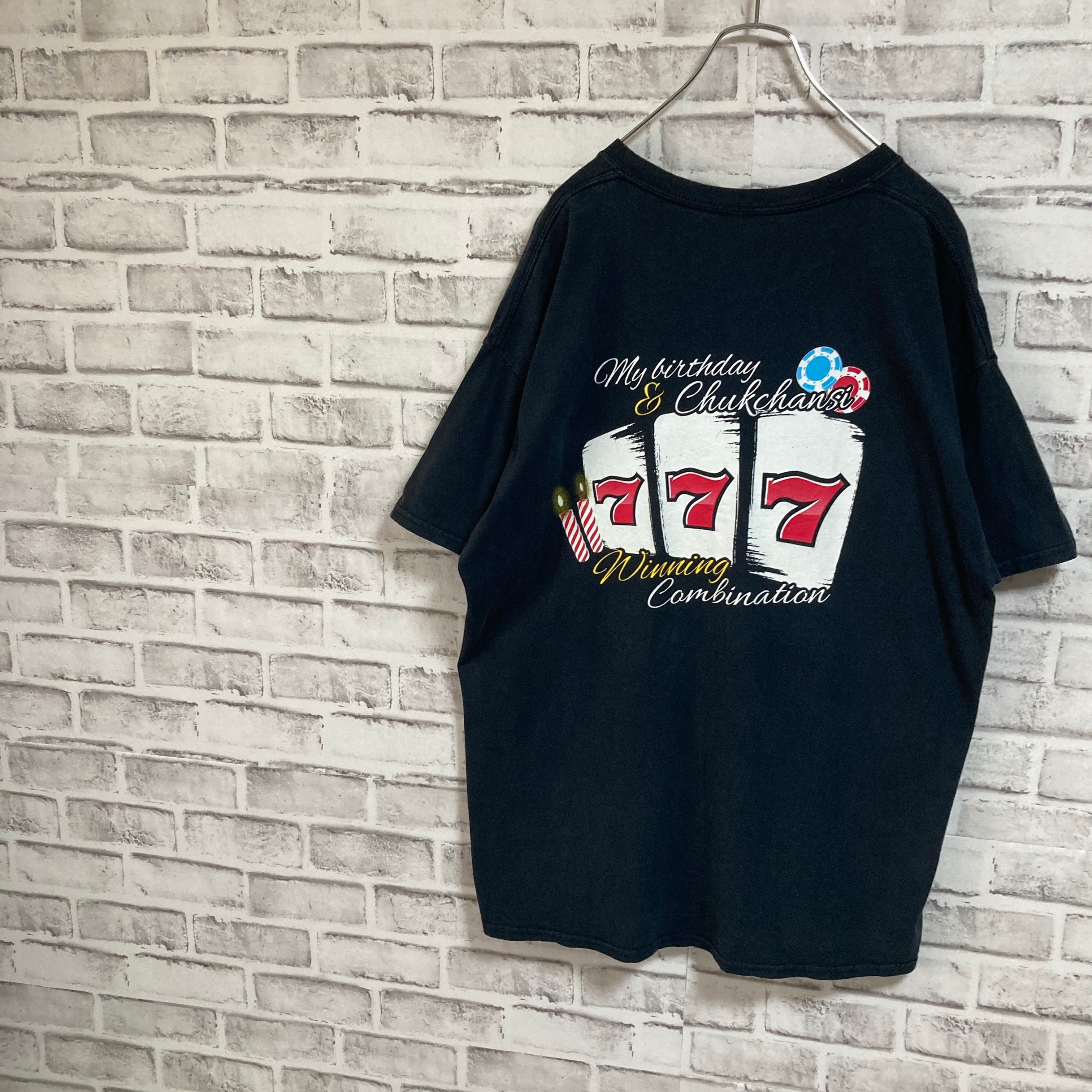 【GILDAN】S/S Tee XL “CASINO” バックプリント 両面プリント Tシャツ カジノ リゾート チップ 777 アメリカ USA 古着