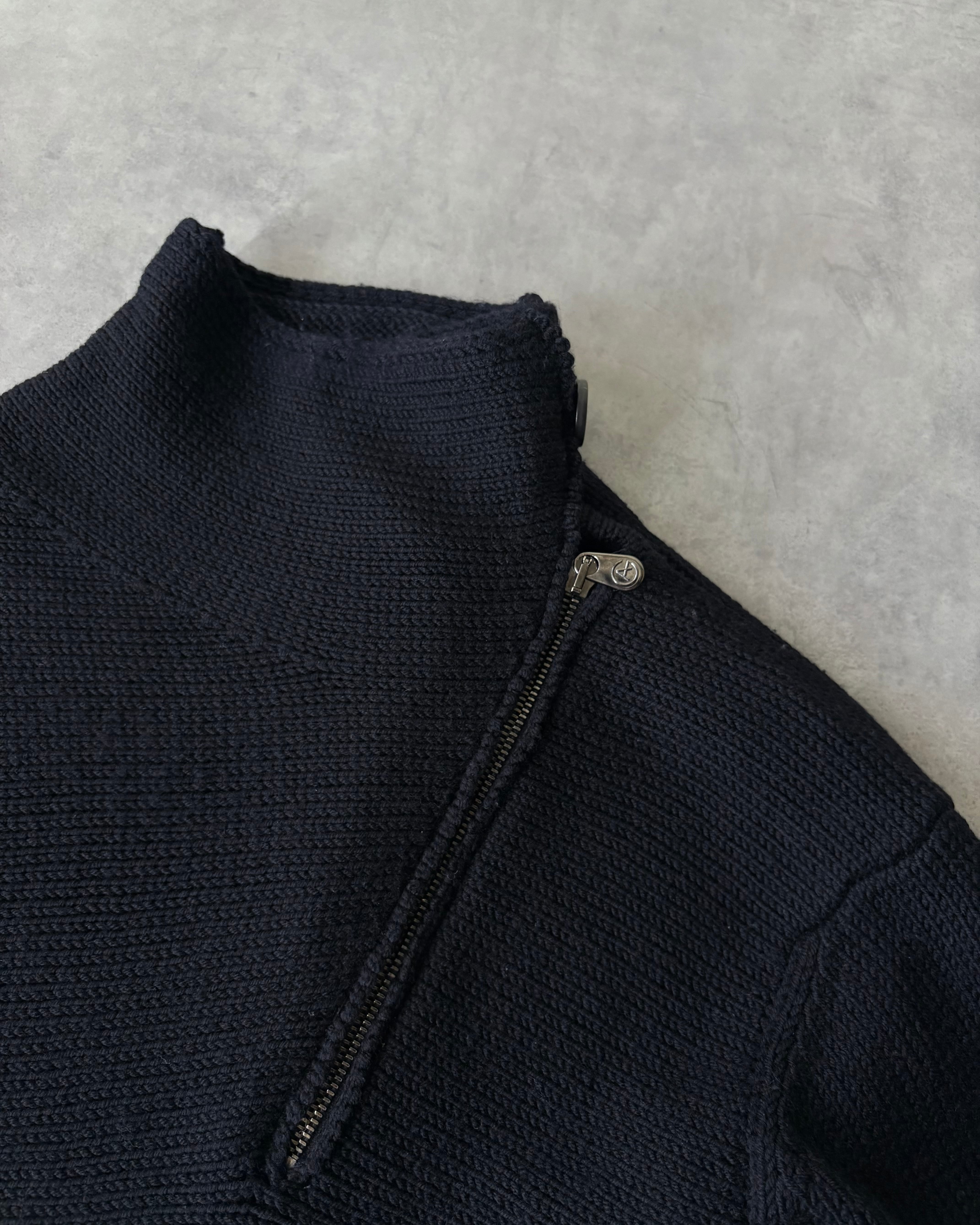 ARMANI COLLEZIONI Shoulder Zip-Design Wool Knit ITALY製 | VOLAR