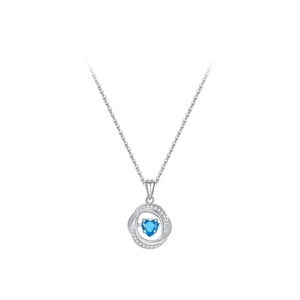 おしゃれ ブルー ハート キラキラ シルバー ネックレス