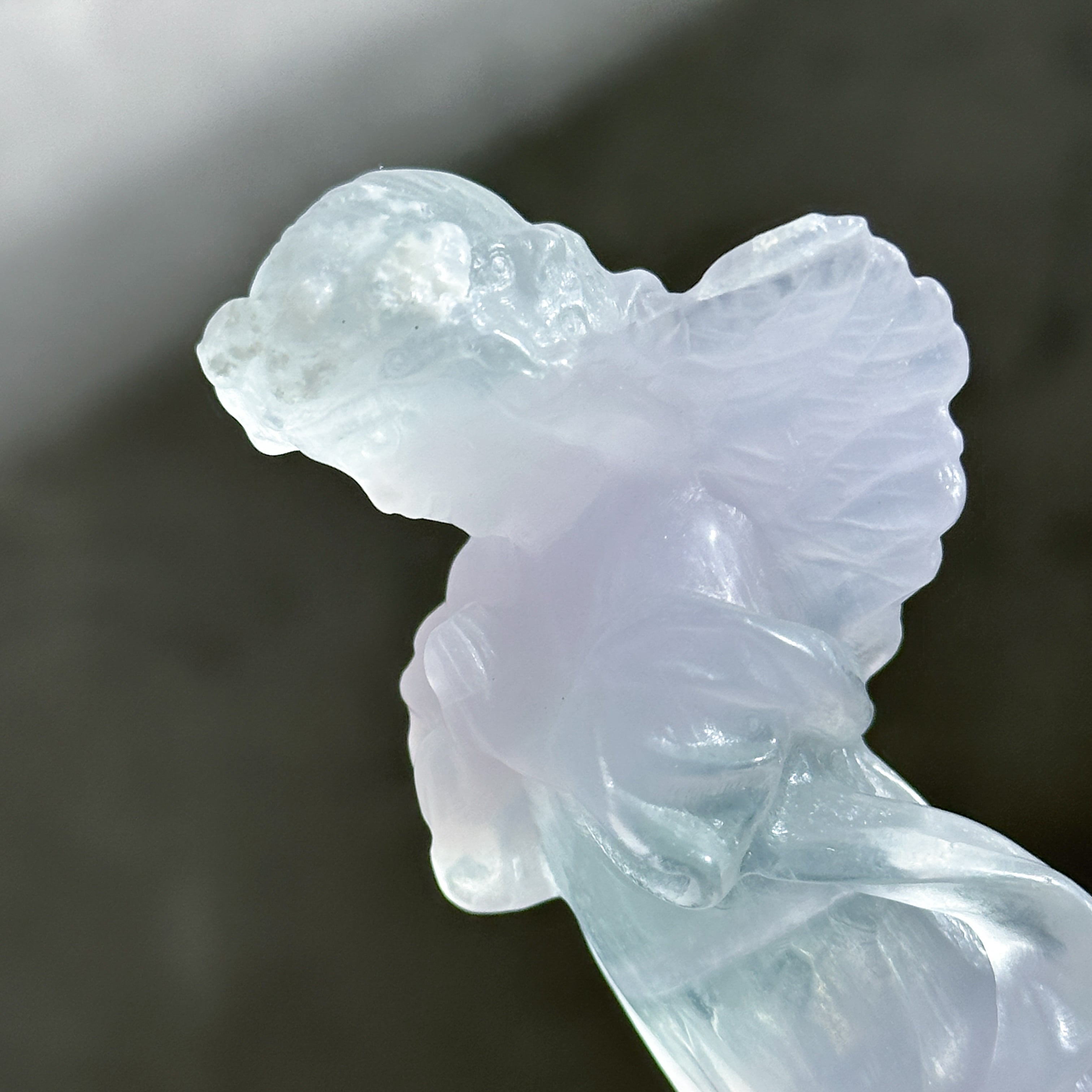 フローライト 天然石 Fluorite angel໒꒱· ゜ グリーン、ラベンダーフローライト 小さなスイートエンジェル83◇Green