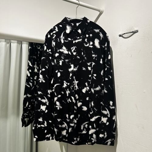 LAD MUSICIAN ラッドミュージシャン 18SS フェザー柄シャツ ブラック 
