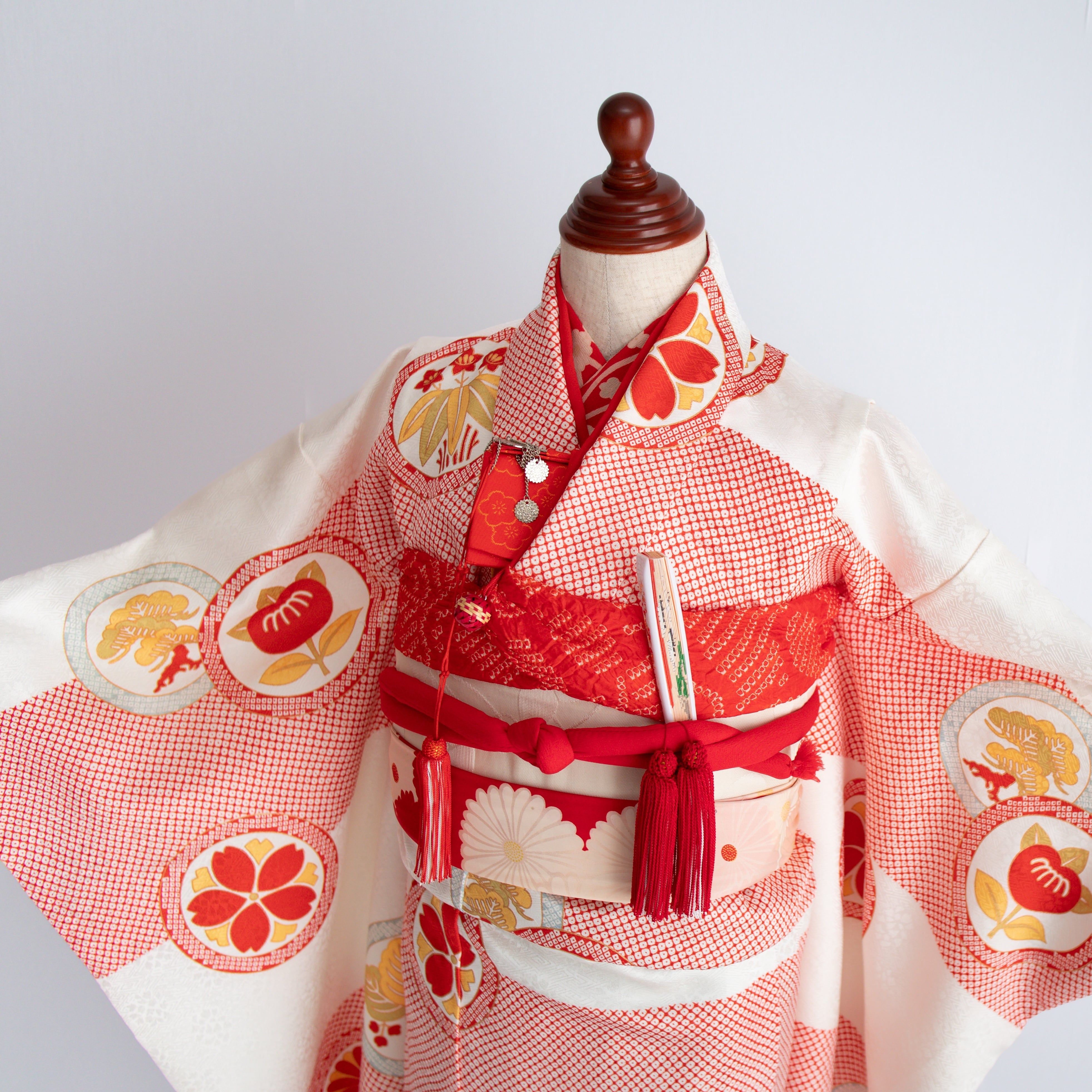 女の子帯style『鹿の子絞りと花紋』/S7002(対応身長目安 約118㎝〜130㎝)