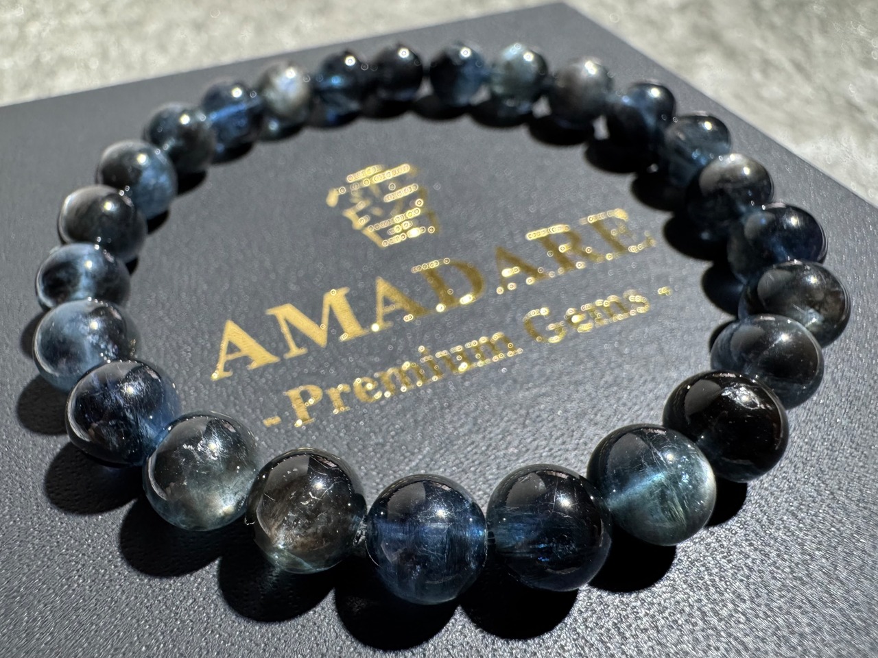 No.1708【S】ブラックスターアクアマリンブレスレット