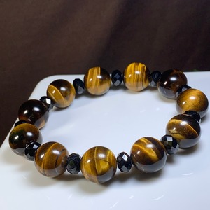 タイガーアイ×ブラックスピネル デザインブレスレット