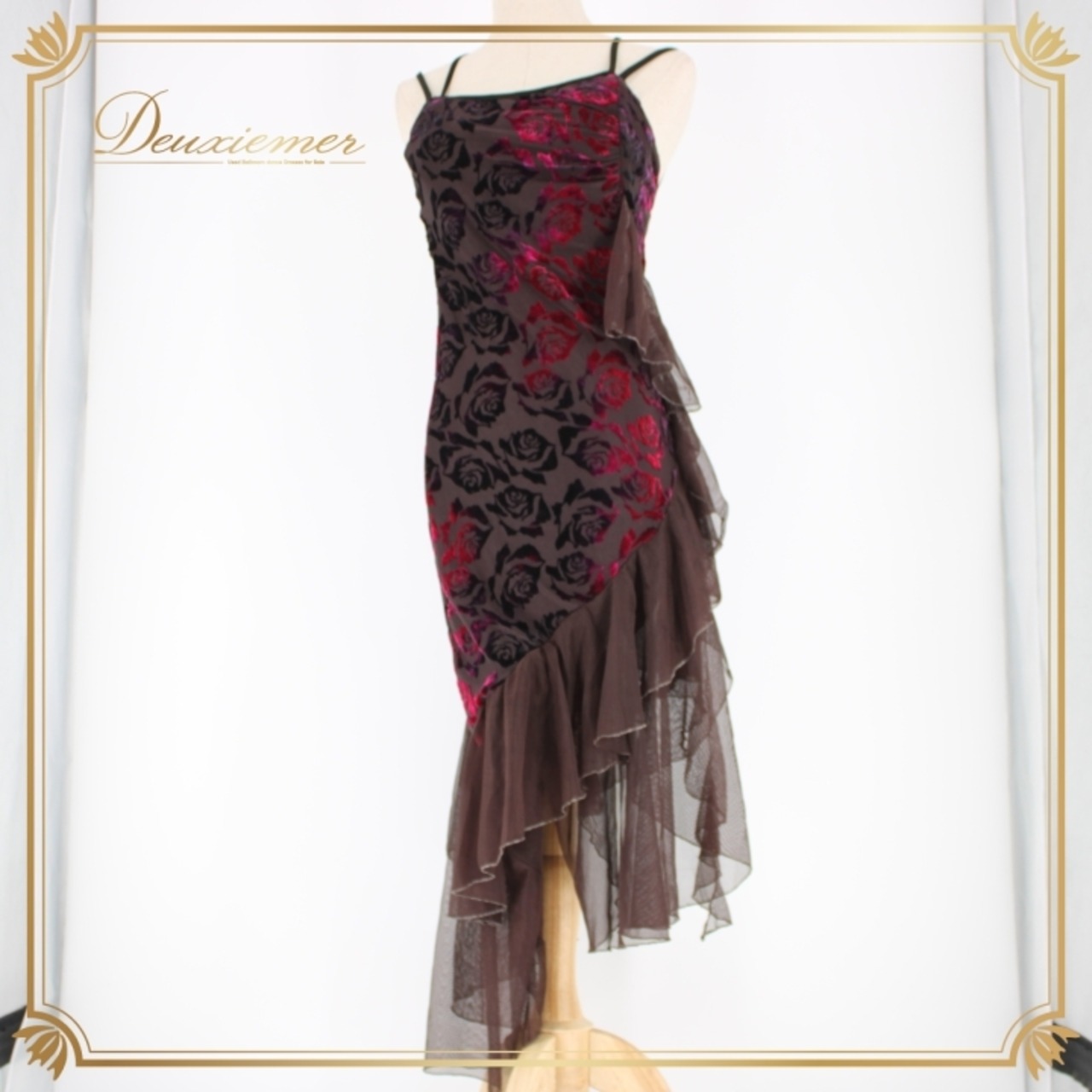 社交ダンス 衣装 ラテン ドレス ワンピース レッスンウェア パーティドレス レディース ピンク系 ブラウン系 ICHIOKU イチオク 袖なし 花柄レース ストレッチ レディースドレス おしゃれ ダンス衣装 フォーマル舞台 講師用衣装 パーティー用 着心地抜群 体型カバー 着回し可 上品スタイル ロマンティック きれいめコーデ ワンピースタイプ