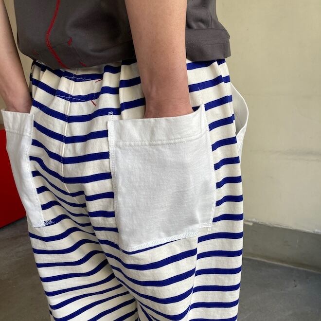 快晴堂 レディース メンズ パンツ ボーダーのゆったりパンツ HAYATE