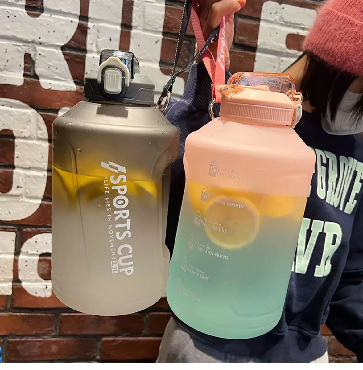 映える グラデカラー 大容量 1500ml ウォーターボトル グラデーション タンブラー 水筒 マイボトル エコ活 部活 通学 ジム スポーツ 韓国雑貨 半透明 Lamitte Deco トレンド 韓国ファッション ショップ Base店