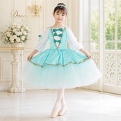 バレエ 衣装 Chacott チャコット ロマンティックチュチュ ブルー系 グリーン系 ホワイト系 水色 青 緑 リボン チュール ジュニア 子供 コンクール ダンス パーティ 発表会 きらきら 光沢 発表会衣装 舞台衣装 可愛い