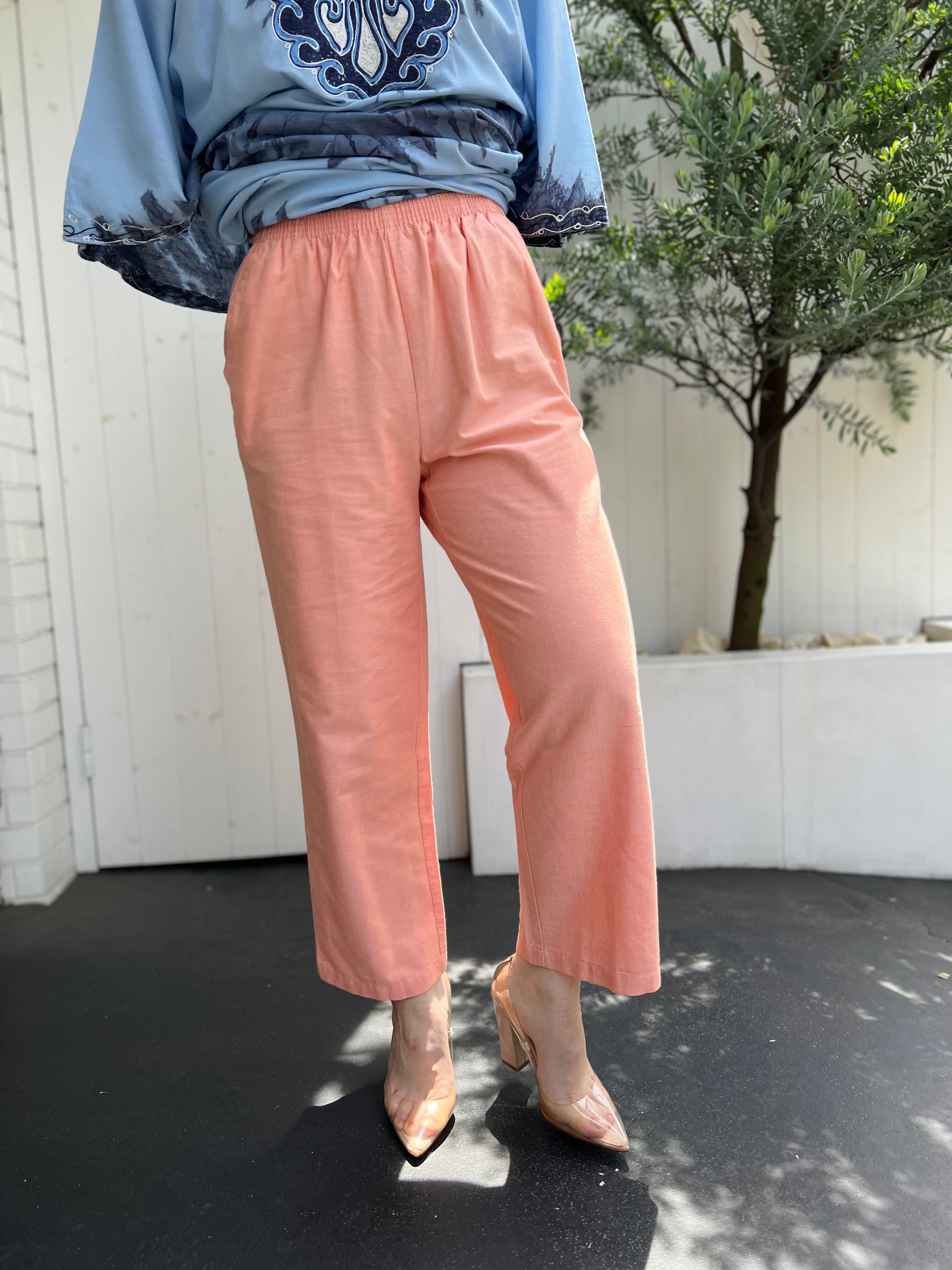 Vintage salmon pink simple cotton poly pants ( ヴィンテージ サーモンピンク コットン × ポリ パンツ )