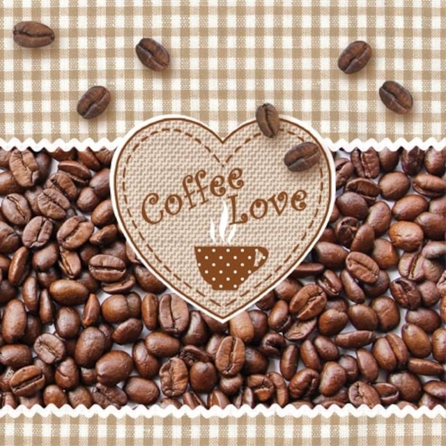 【ti-flair】バラ売り2枚 ランチサイズ ペーパーナプキン Coffee Love ブラウン