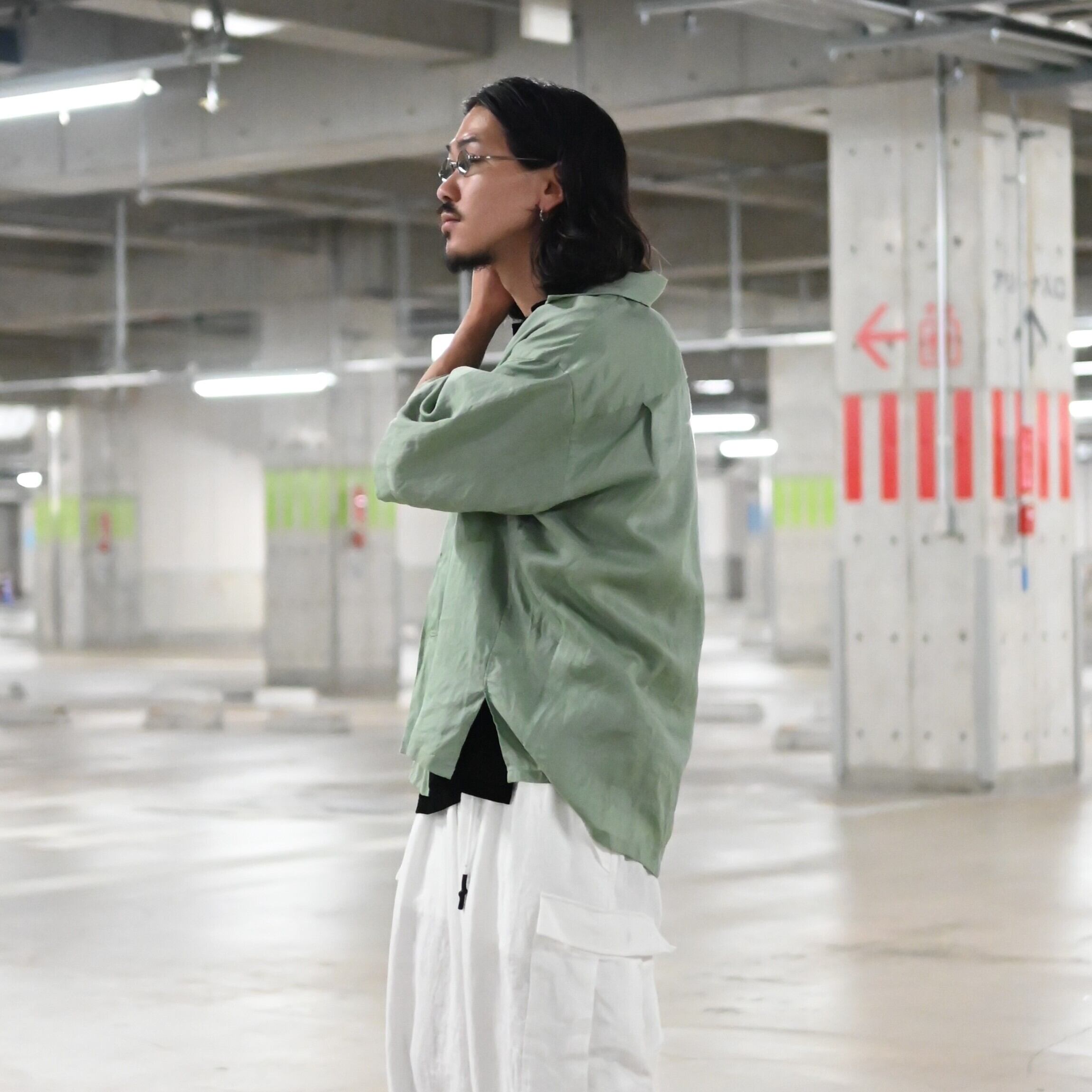 INTERIM / RAMIE SHEER LAWN HYPER BIG S/S OPEN COLLAR SHIRT | GANKO