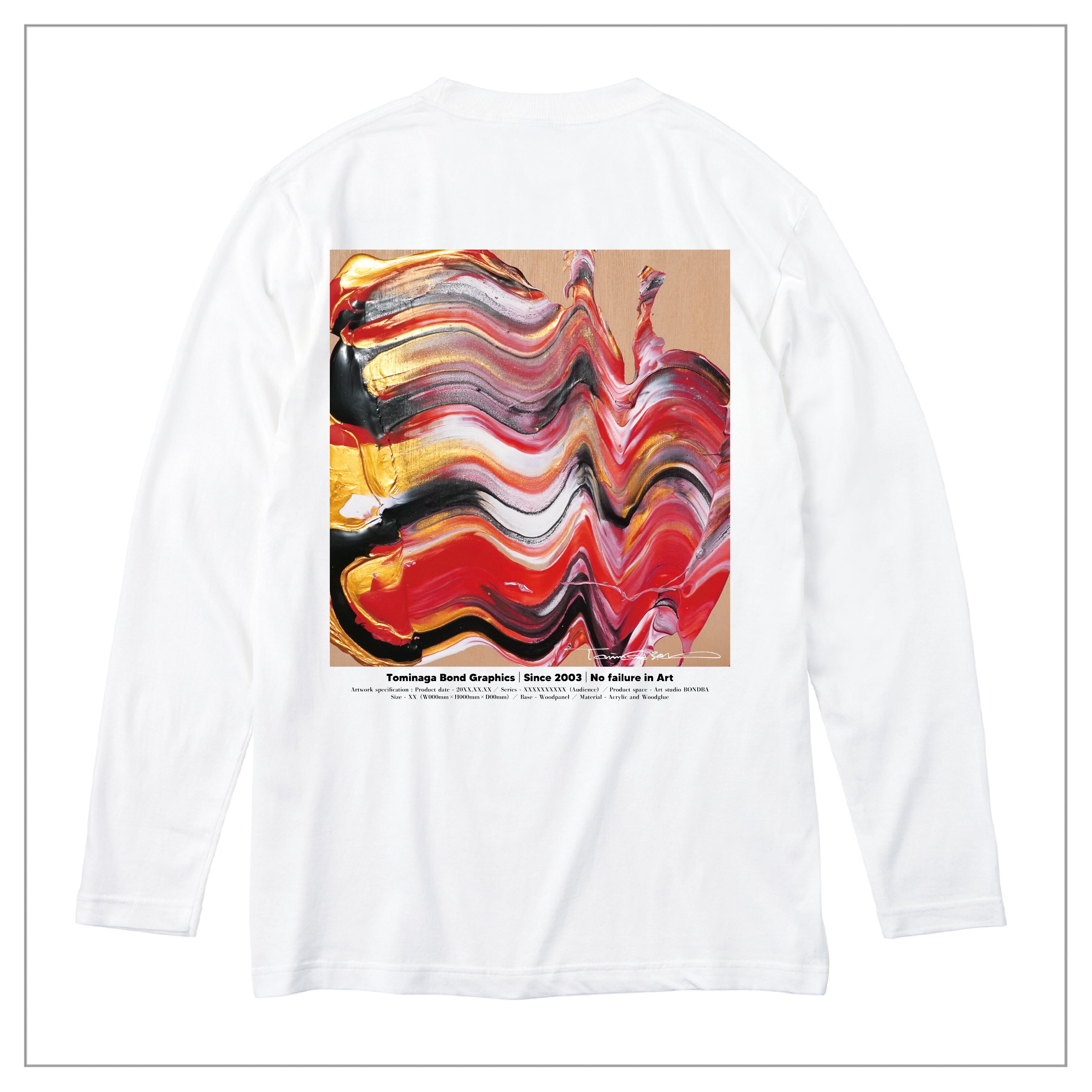 原画印刷 | Tシャツ（長袖）#050 | 背面に作品プリント | 黒ベース