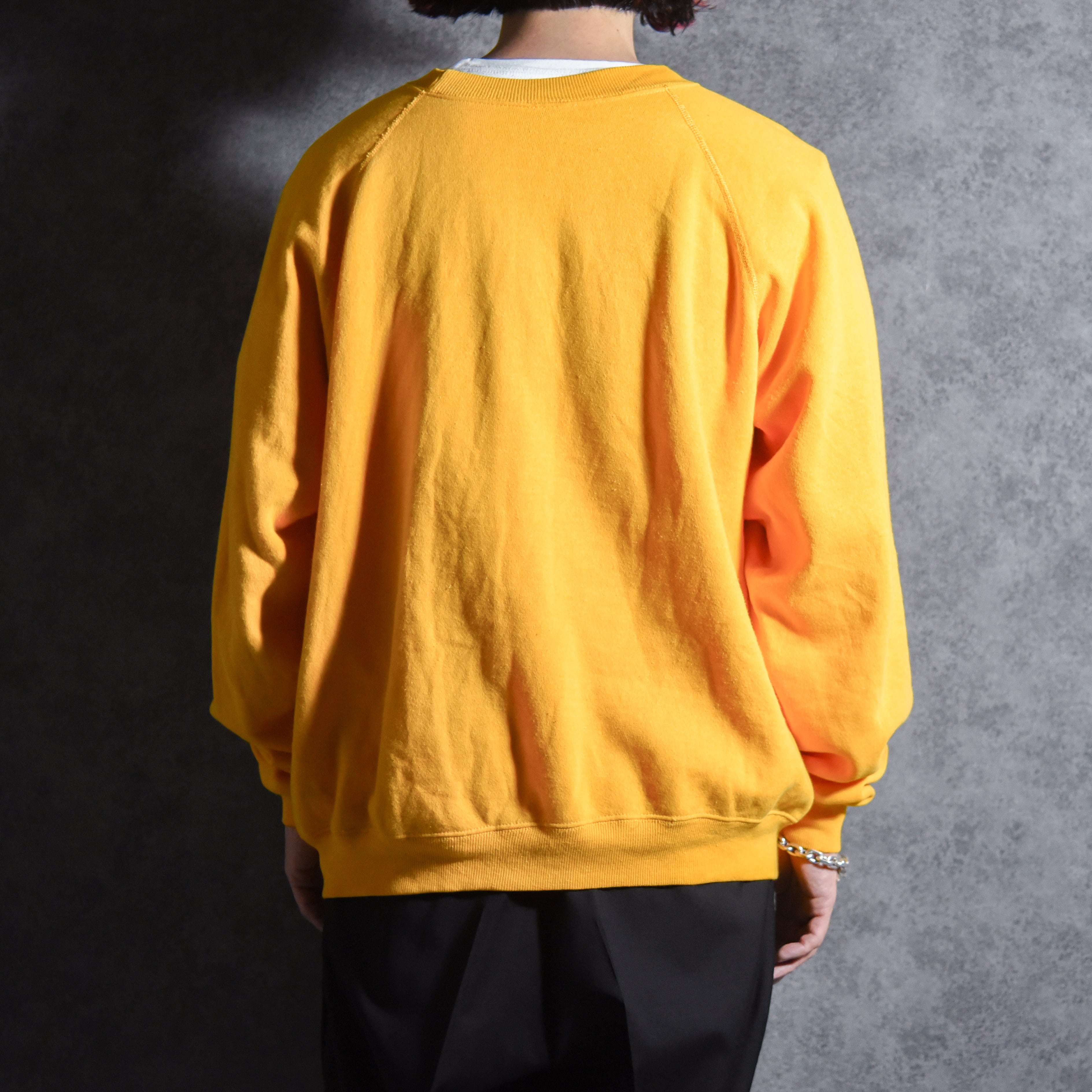 80s HANES THE FED Crew Neck Sweat Made in USA Yellow ヘインズ 企業