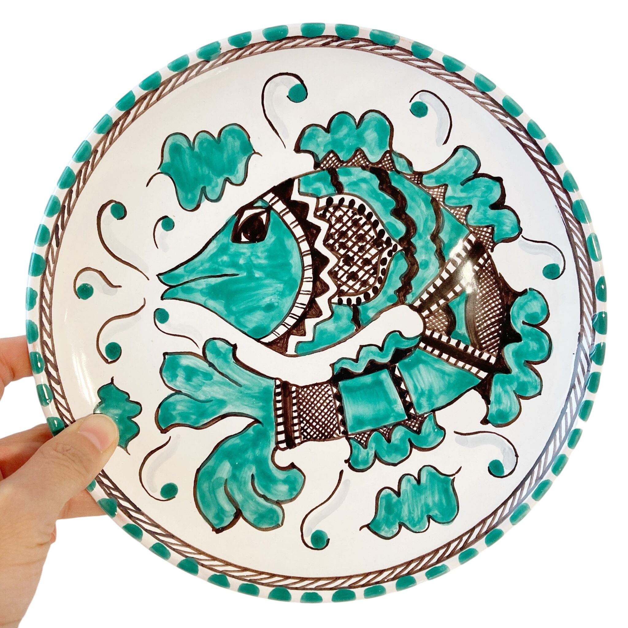 絵皿(M) 20cm CRC035 マヨリカ焼き 美しい魚 イタリア陶器 中世