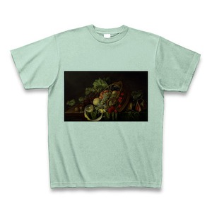 果物籠のある静物（1654年）（コルネリス・デ・ヘーム）：厳選名画Tシャツコレクション（ライトグリーン）・世界の美術作品名画グッズ【安心の送料込・税込】