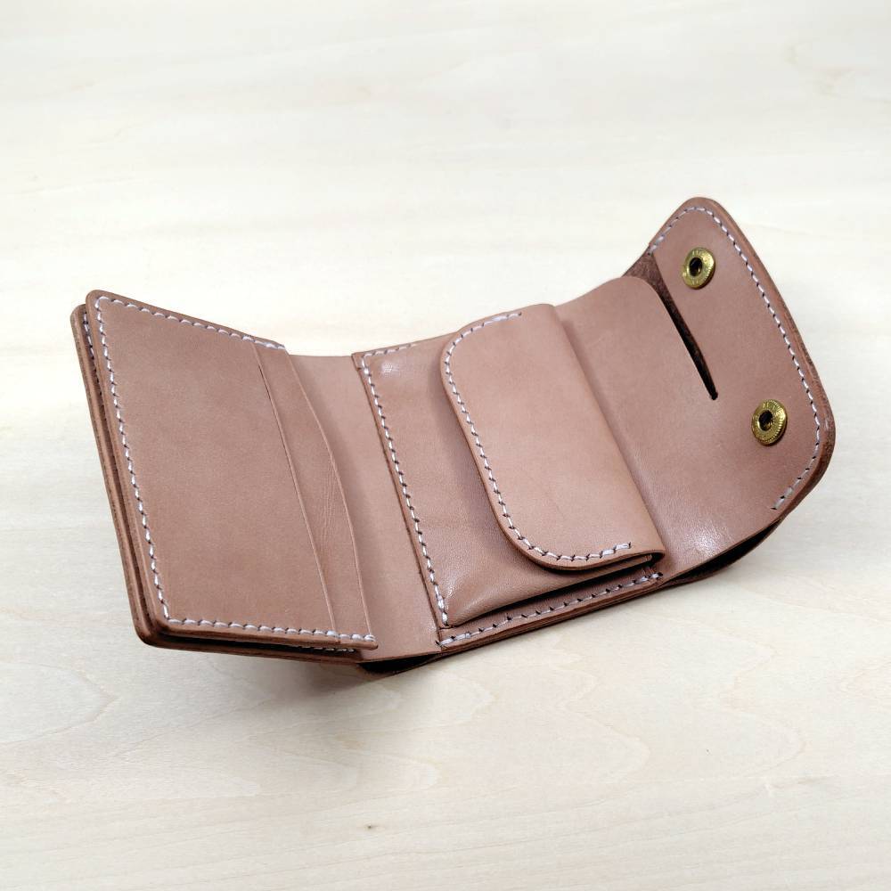 ミニウォレット 三つ折り コンパクト 財布 ヌメ革 サドルレザー