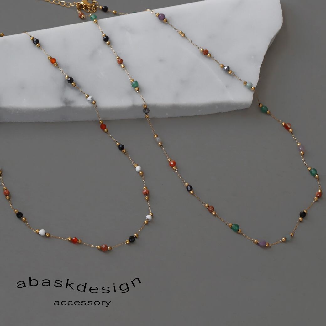 CNK-88B ナバホパール シルバービーズネックレス 40cm 燻しあり