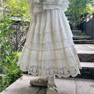 フリルレースコットンスカート ・8814 フリルレースコットンスカート ・8814