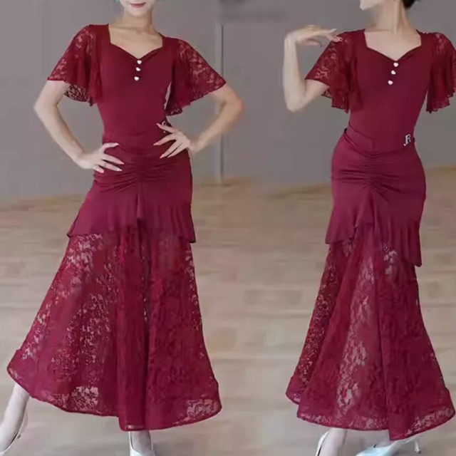 フリル レースカット マキシ マーメイドダンススカート  ds1437