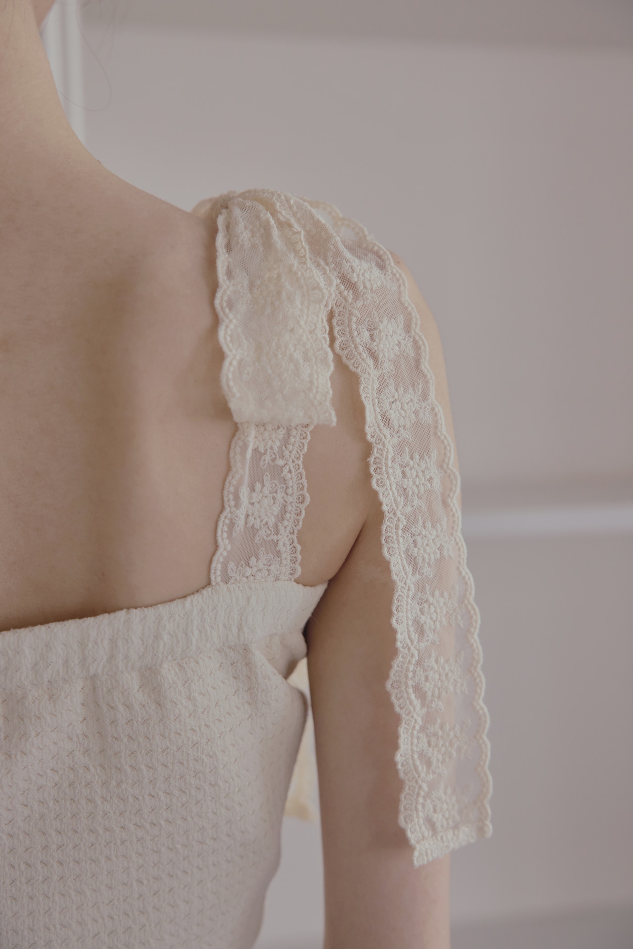 Lace ribbon bare tops