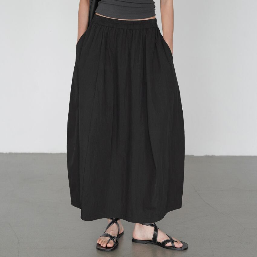 gathered volume long skirt L0514